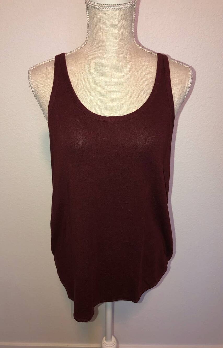 Chaser Vintage Collection Merlot Cutout Back Boho Tank Top - M